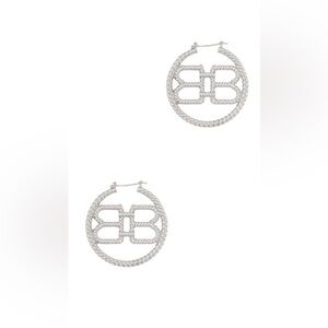 •Bad Bish• Double Logo Textured Hoop Earrings